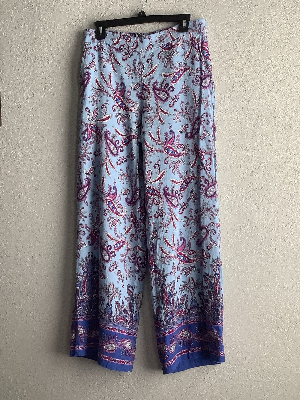 LOFT Blue Paisley Wide-Leg Pants